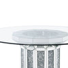 Round Glass Top Dining Table with Cross Oval Base Silver BM230702