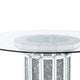 Round Glass Top Dining Table with Cross Oval Base Silver BM230702