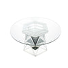 Round Dining Table with Faux Crystals Inlay and Pedestal Base Silver BM230716