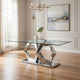 Orion Dining Table | Glass Top | Steel Hex Base | Chrome