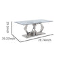 Glass Top Dining Table with Steel Double Hexagonal Base Chrome By Casagear Home BM230721