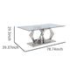 Glass Top Dining Table with Steel Double Hexagonal Base Chrome By Casagear Home BM230721