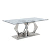 Orion Dining Table | Glass Top | Steel Hex Base | Chrome