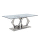 Orion Dining Table | Glass Top | Steel Hex Base | Chrome