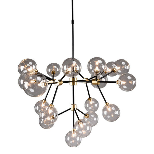 Nolan Chandelier | 20 Light | Glass & Metal | Black & Gold