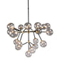 20 Light Two Tone Glass and Metal Chandelier, Black and Gold By Casagear Home