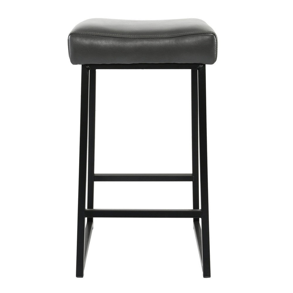 26 Inch Backless Counter Stool with Leatherette Seat, Set of 2, Gray By Casagear Home