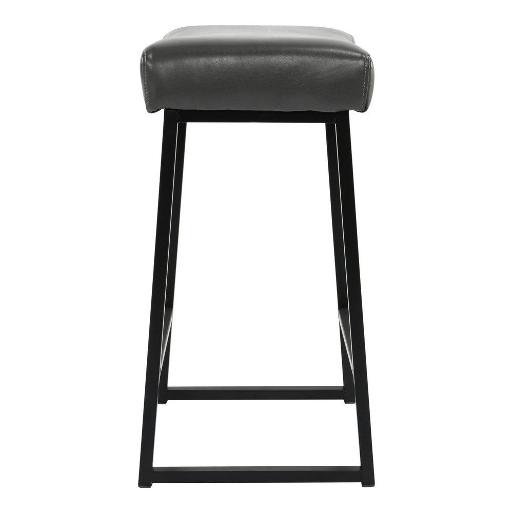 26 Inch Backless Counter Stool with Leatherette Seat, Set of 2, Gray By Casagear Home