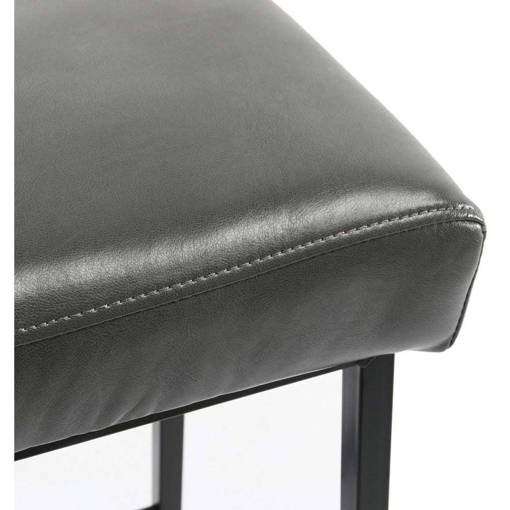 26 Inch Backless Counter Stool with Leatherette Seat, Set of 2, Gray By Casagear Home