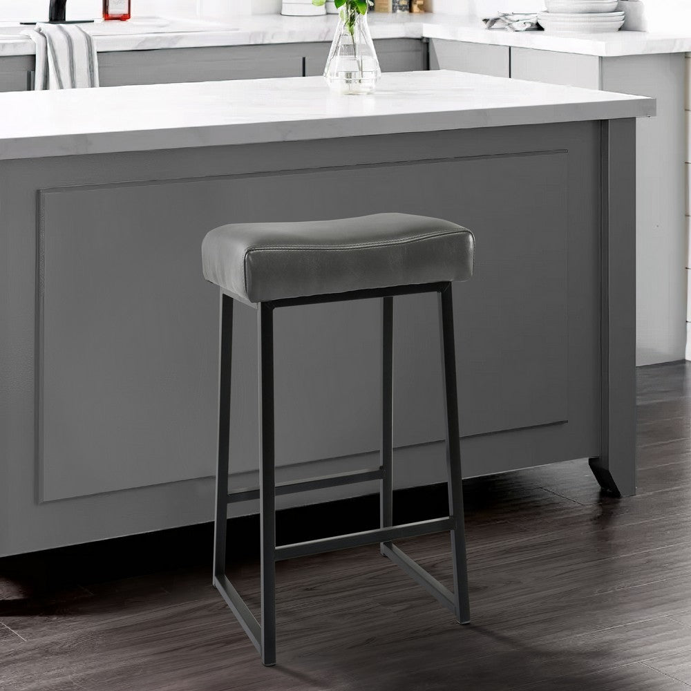 Arden Counter Stool Set | 26" | Backless | Faux Leather Seat | Gray
