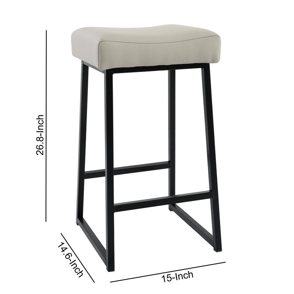 26 Inch Backless Counter Stool with Leatherette Seat Set of 2 Light Gray By Casagear Home BM230738