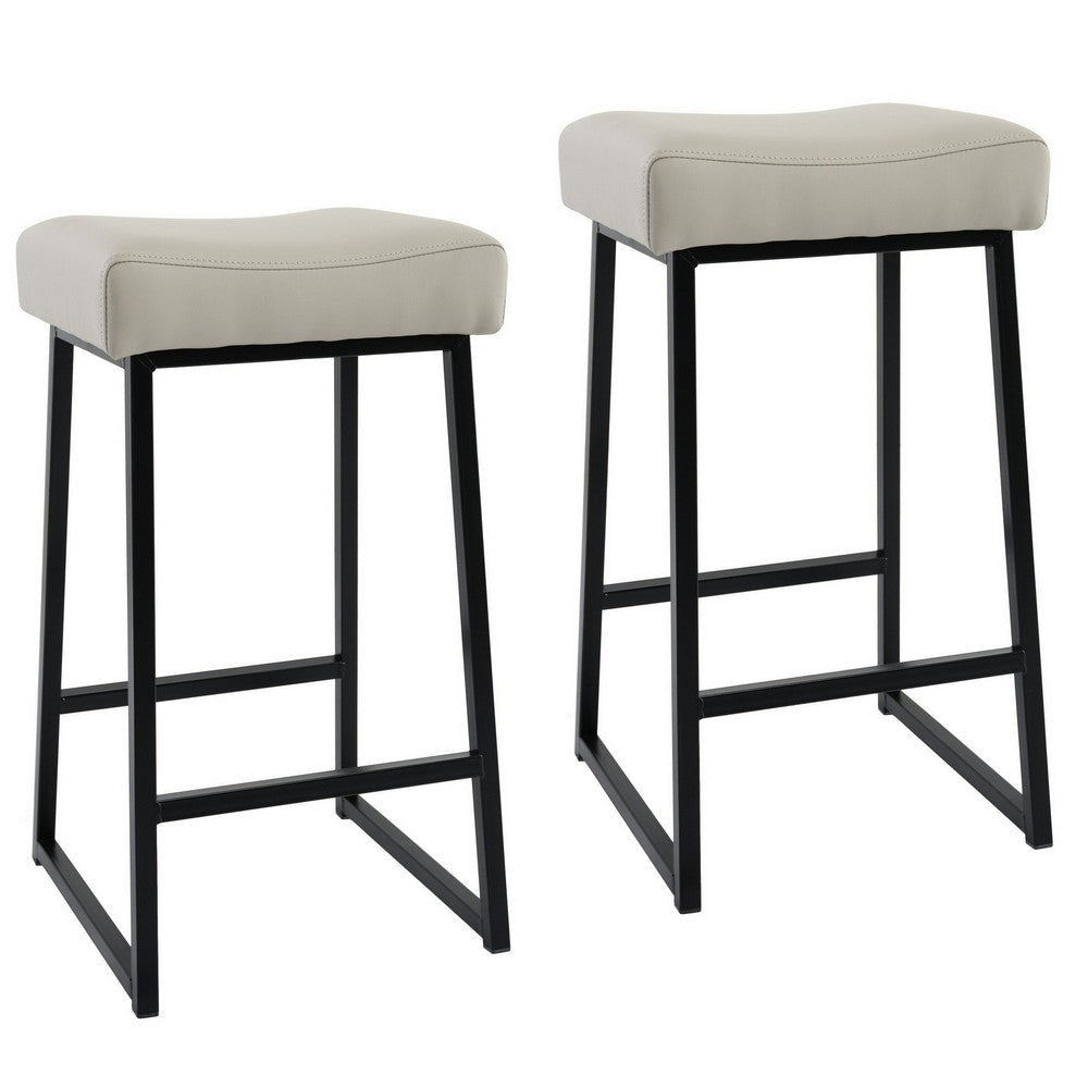 Arden Counter Stool Set | 26" | Backless | Faux Leather Seat | Light Gray