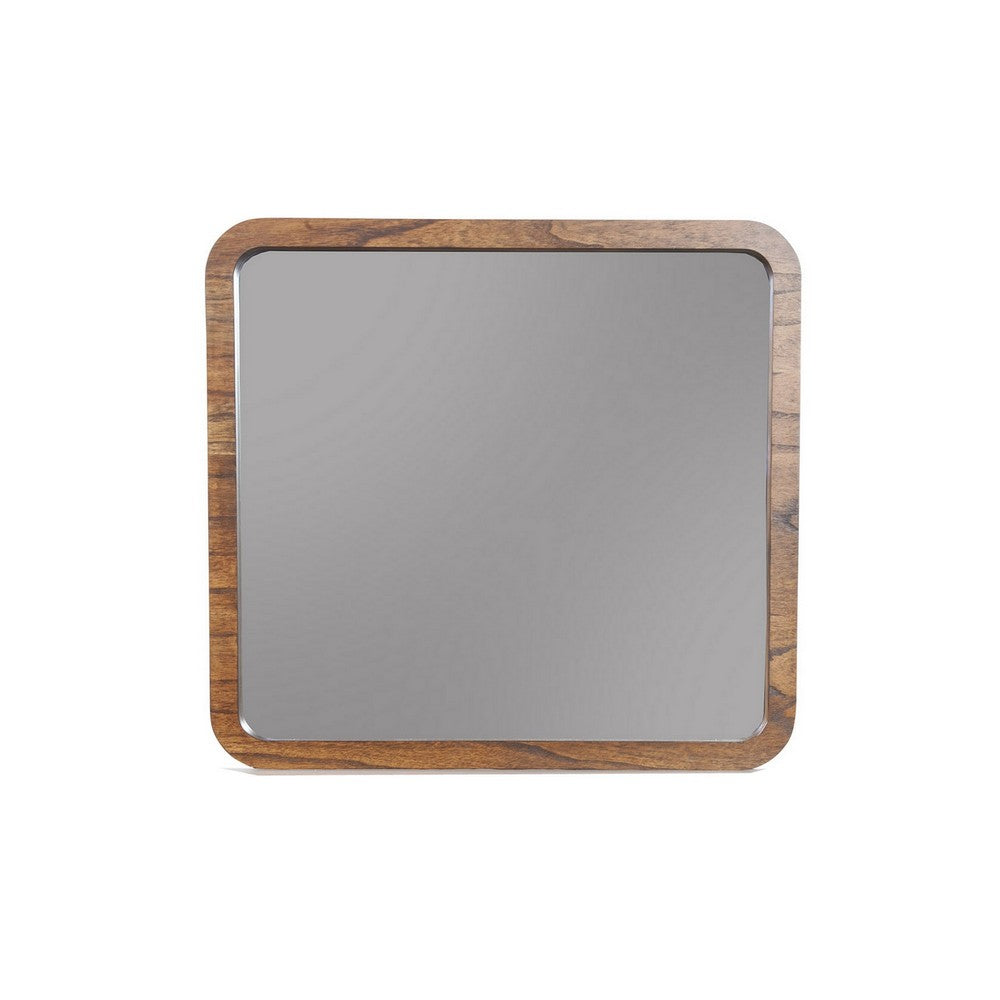Two Tone Rectangular Wooden Frame Mirror, Brown