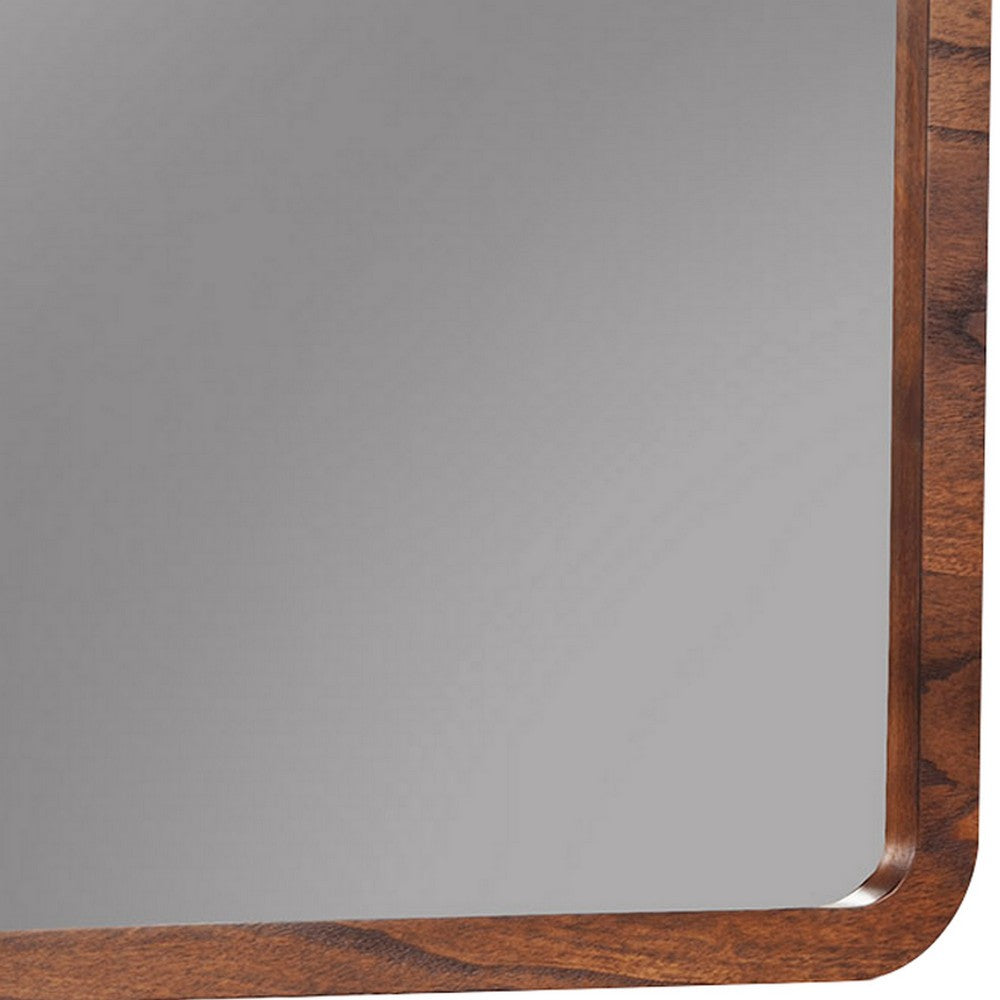 Two Tone Rectangular Wooden Frame Mirror, Brown