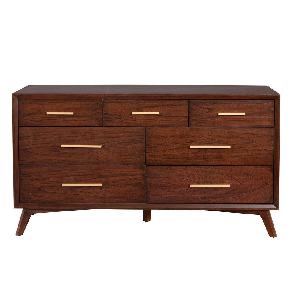 60 Inch Wooden Dresser with 7 Drawers Brown By Casagear Home BM230747