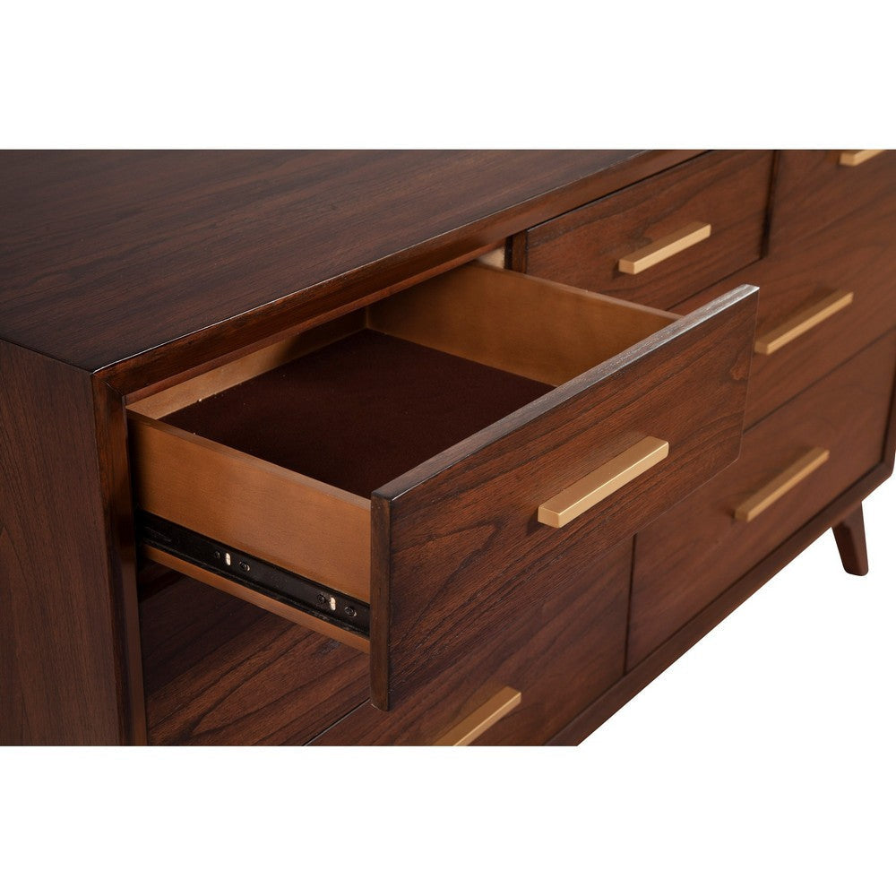 60 Inch Wooden Dresser with 7 Drawers Brown By Casagear Home BM230747