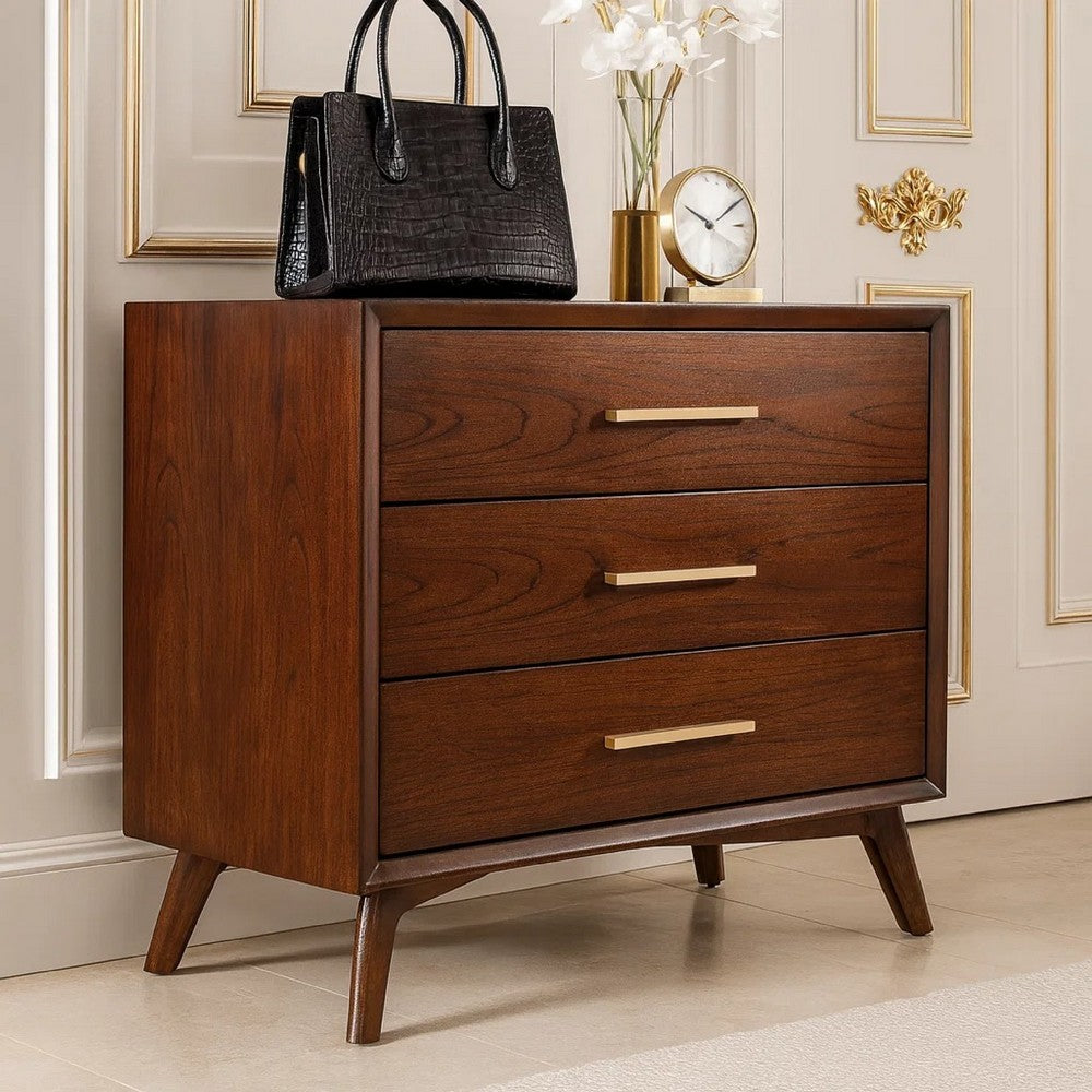 Logan Tall Dresser Chest | 33" | 3 Drawer | Small | Brown