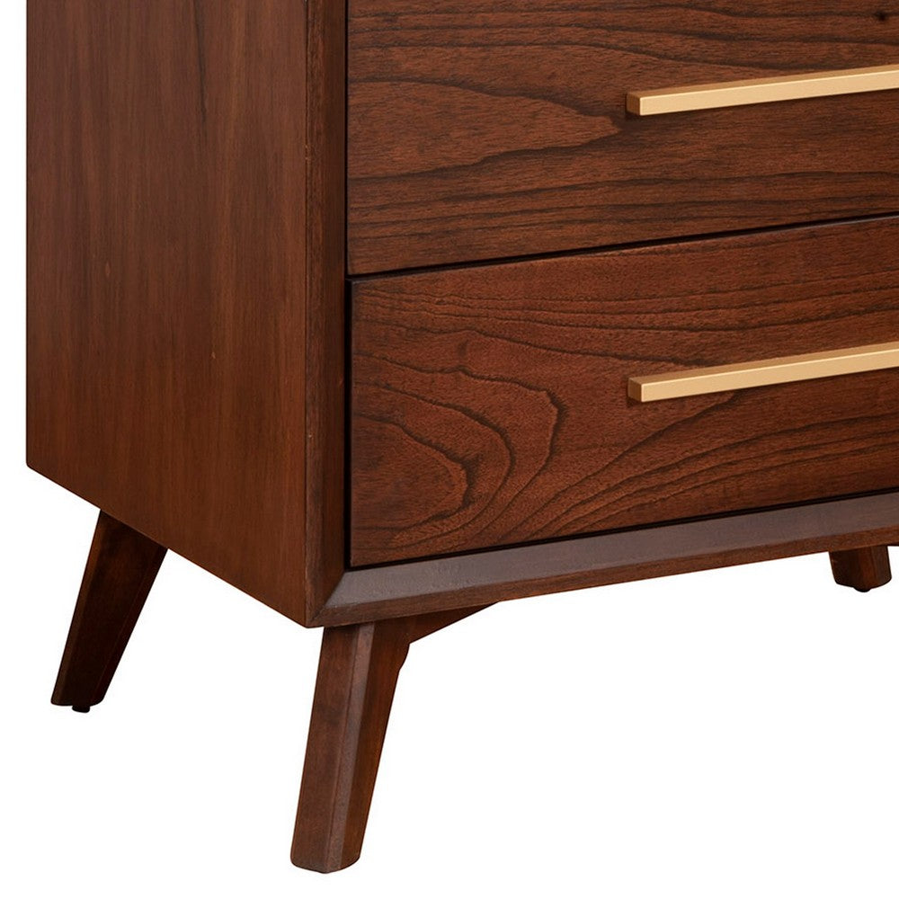 47 Inch Wooden Chest with 5 Drawers, Brown