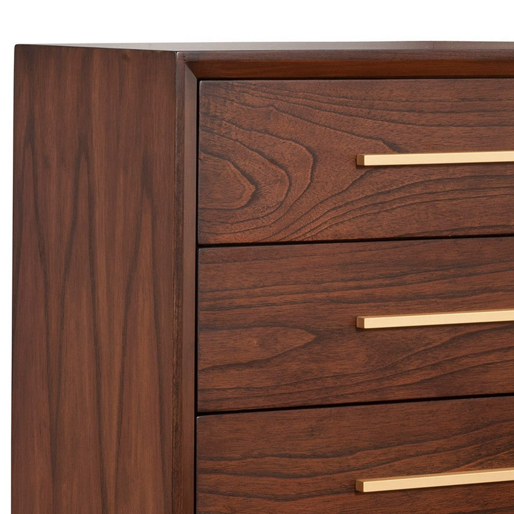 47 Inch Wooden Chest with 5 Drawers, Brown