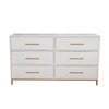 60 Inch 6 Drawer Wooden Nightstand with Metal Base, White