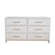 60 Inch 6 Drawer Wooden Nightstand with Metal Base, White