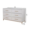 60 Inch 6 Drawer Wooden Nightstand with Metal Base, White
