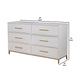 60 Inch 6 Drawer Wooden Nightstand with Metal Base, White