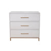 34 Inch 3 Drawer Wooden Chest with Metal Base, Small, White