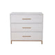 34 Inch 3 Drawer Wooden Chest with Metal Base, Small, White