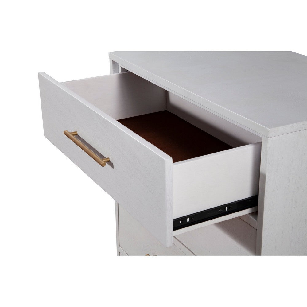34 Inch 3 Drawer Wooden Chest with Metal Base, Small, White