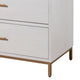 34 Inch 3 Drawer Wooden Chest with Metal Base, Small, White