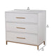 34 Inch 3 Drawer Wooden Chest with Metal Base, Small, White