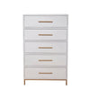 48 Inch 3 Drawer Wooden Chest with Metal Base, White