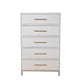 48 Inch 3 Drawer Wooden Chest with Metal Base, White