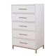 48 Inch 3 Drawer Wooden Chest with Metal Base, White