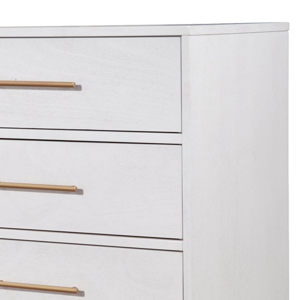 48 Inch 3 Drawer Wooden Chest with Metal Base, White