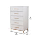 48 Inch 3 Drawer Wooden Chest with Metal Base, White