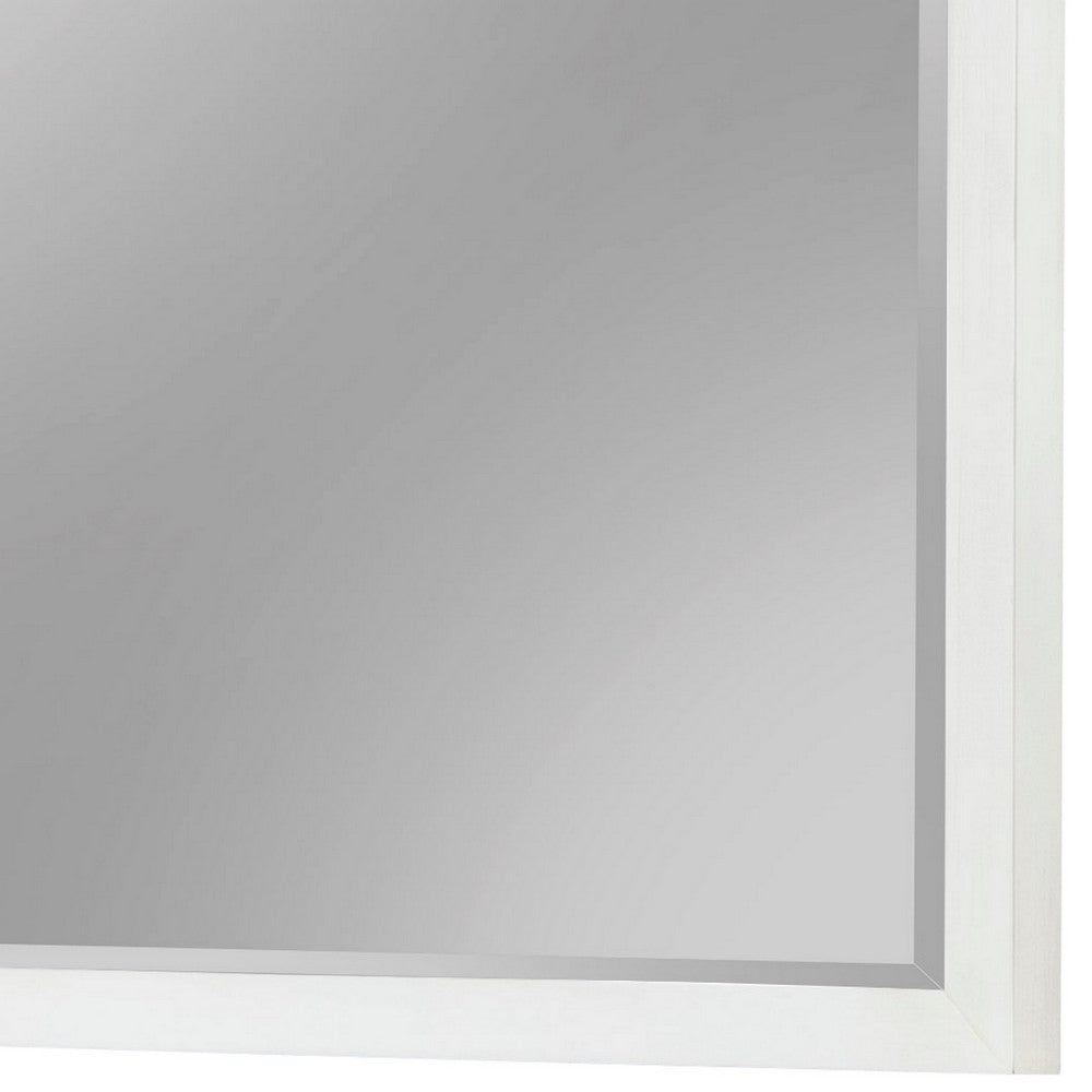 40 Inch Rectangular Wooden Frame Mirror, White