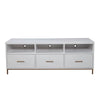 64 Inch 3 Drawer Wooden TV Console with Open Shelves, White