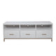 64 Inch 3 Drawer Wooden TV Console with Open Shelves, White