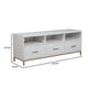 64 Inch 3 Drawer Wooden TV Console with Open Shelves, White
