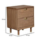 25 Inch 2 Drawer Wooden Nightstand with Cutout Pulls, Brown