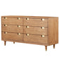 60 Inch 6 Drawer Wooden Dresser with Cutout Pulls, Brown By Casagear Home