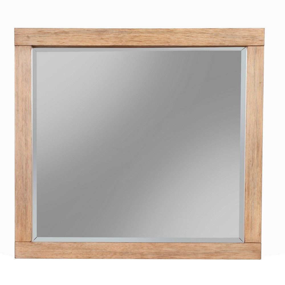 40 Inch Rectangular Wooden Frame Mirror, Brown