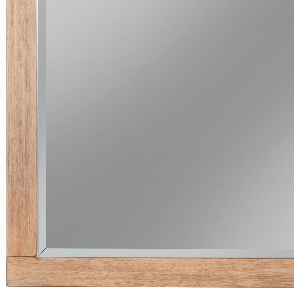 40 Inch Rectangular Wooden Frame Mirror, Brown
