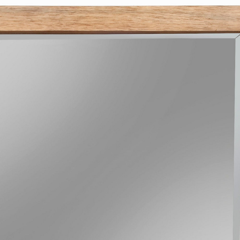 40 Inch Rectangular Wooden Frame Mirror, Brown