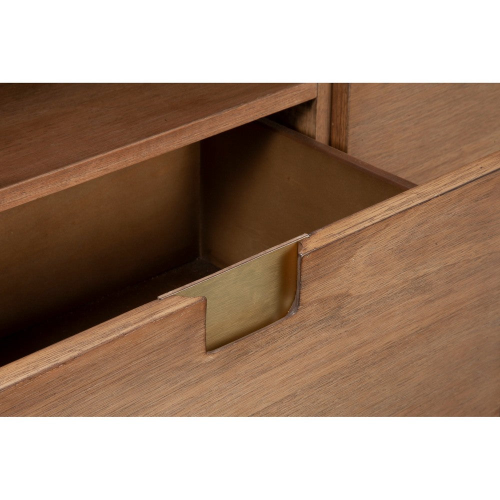 64 Inches 3 Drawer TV Console with Open Compartments, Brown