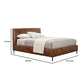 Faux Leather Upholstered Queen Bed with Metal Legs Brown By Casagear Home BM230763