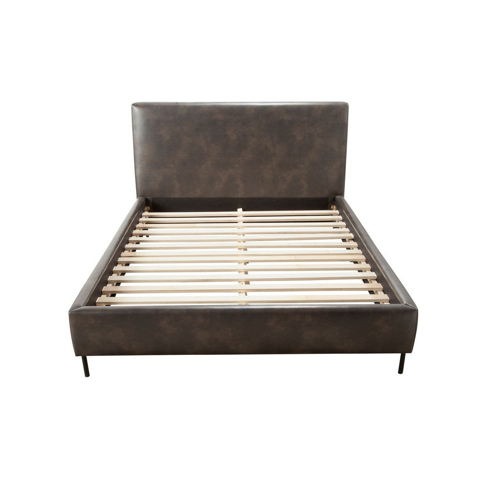 Faux Leather Upholstered California King Bed, Gray