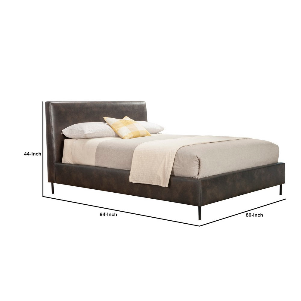 Faux Leather Upholstered California King Bed, Gray